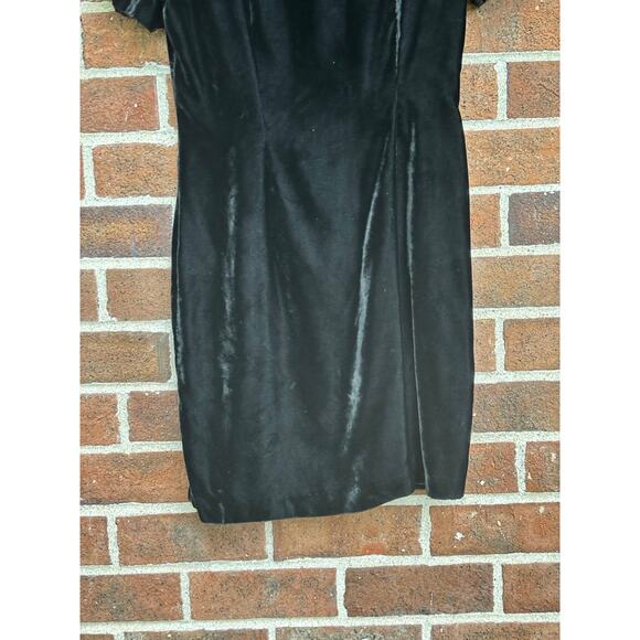 Vintage 1980s CFTC Studio Black Velvet Mini Dress LBD AS IS - Picture 4 of 11
